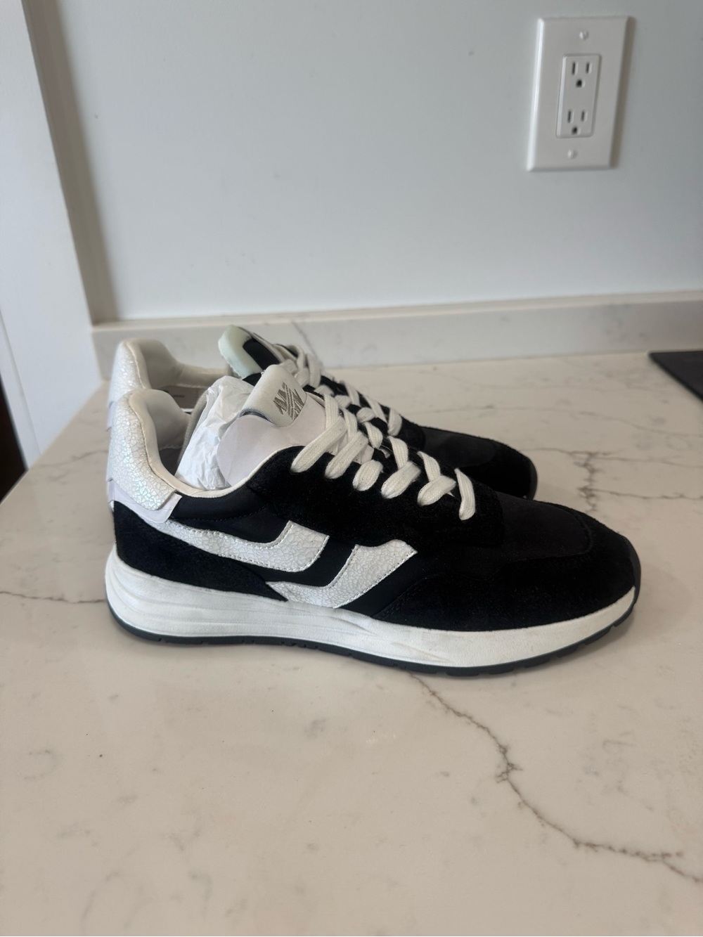 Steve Madden Black and White Retro Runner Sneakers